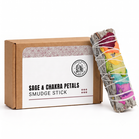 White Sage with 7 Chakra Rose Petals Smudge Stick