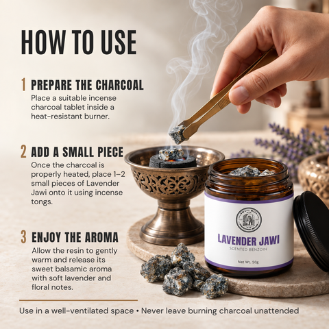 Lavender Jawi Benzoin Incense | Floral Scented Jawi Chunks
