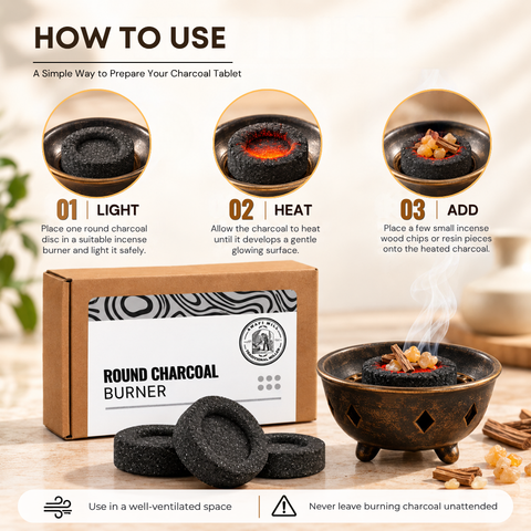 Round Charcoal Tablets | Incense Burner Discs