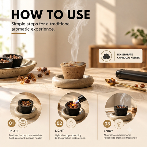 Brown Sambrani Dhoop Cups | Ready-to-Burn Resin Incense