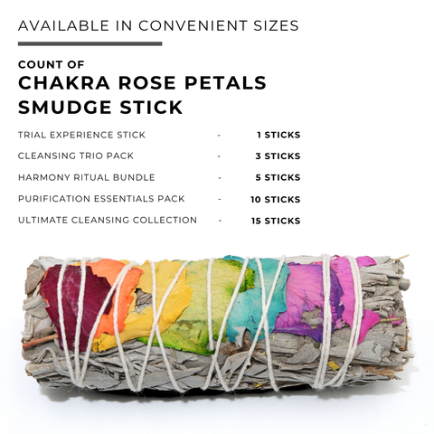 White Sage with 7 Chakra Rose Petals Smudge Stick