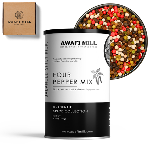 Four Pepper Mix - Black, White, Green & Red Peppercorn Blend | Colorful Gourmet Seasoning