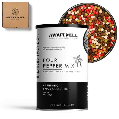Four Pepper Mix - Black, White, Green & Red Peppercorn Blend | Colorful Gourmet Seasoning