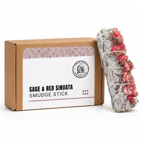 White Sage with Red Sinuata Flowers Smudge Stick