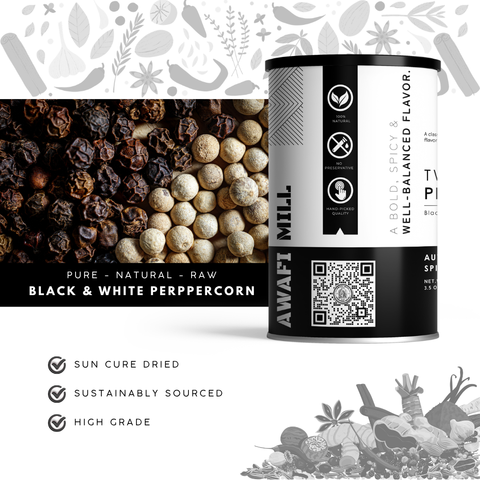 Black & White Peppercorn Mix | Two Pepper Blend | Piper nigrum