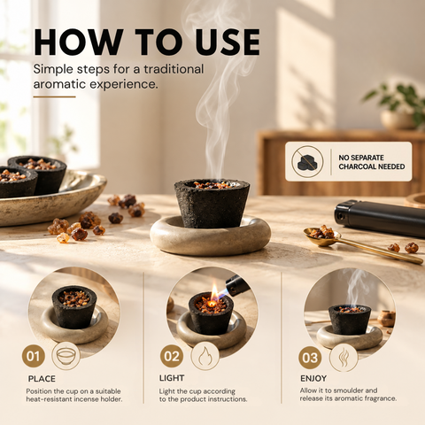 Black Sambrani Dhoop Cups | Ready-to-Burn Loban Incense