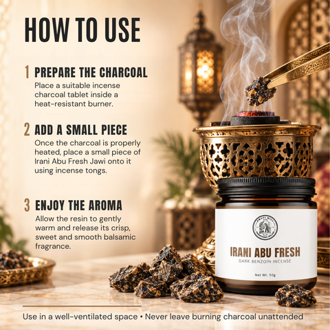 Irani Abu Fresh Jawi Incense | Dark Benzoin Chunks