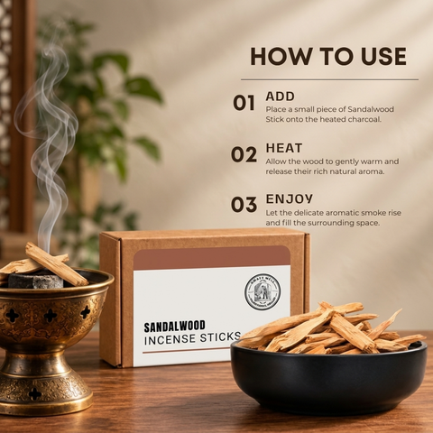 Sandalwood Sticks | Chandan Wood | Santalum album