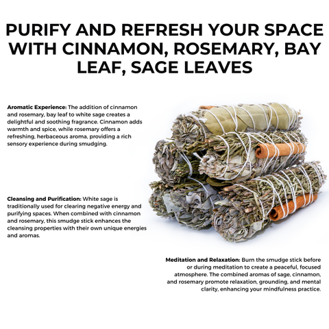 White Sage with Cinnamon and Bay Leaves