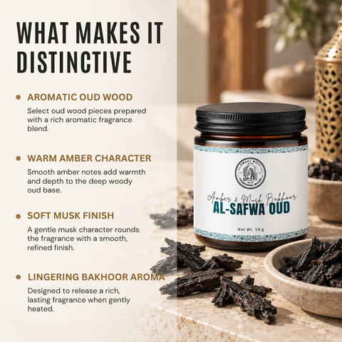 Al-Safwa Oud | Amber & Musk Bakhoor Oud