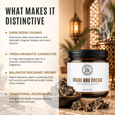 Irani Abu Fresh Jawi Incense | Dark Benzoin Chunks