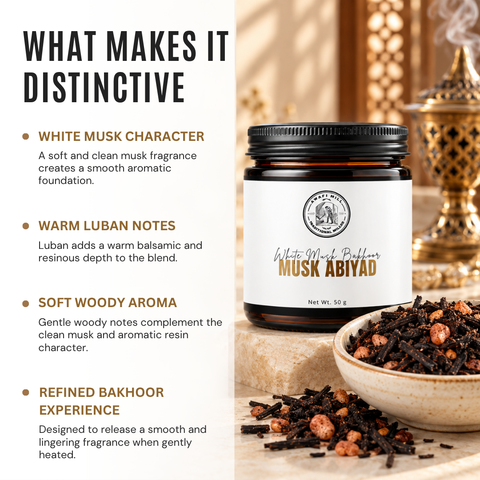 Musk Abiyad Oud Bakhoor | White Musk & Luban Blend