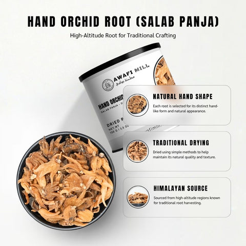 Hand Orchid Root (Salab Panja) - Dactylorhiza Hatagirea