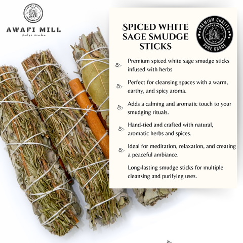 White Sage with Cinnamon and Bay Leaves