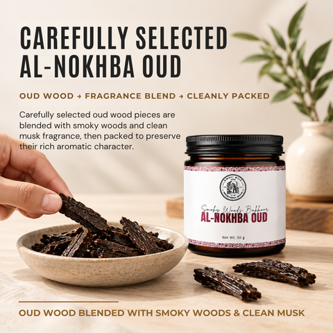 Al-Nokhba Oud | Smoky Woods & Clean Musk Bakhoor