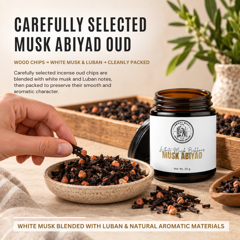 Musk Abiyad Oud Bakhoor | White Musk & Luban Blend