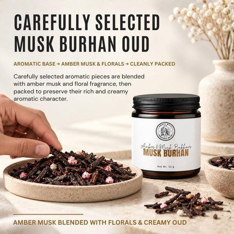 Musk Burhan Oud Bakhoor | Amber Musk, Florals & Creamy Oud