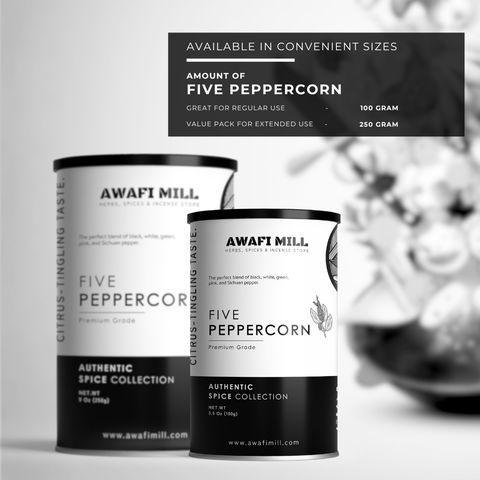Five Peppercorn Blend | Black, White, Green, Pink, and Szechuan Pepper Medley