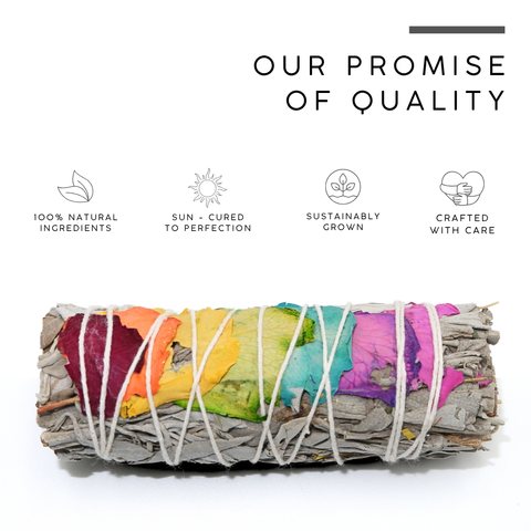 White Sage with 7 Chakra Rose Petals Smudge Stick