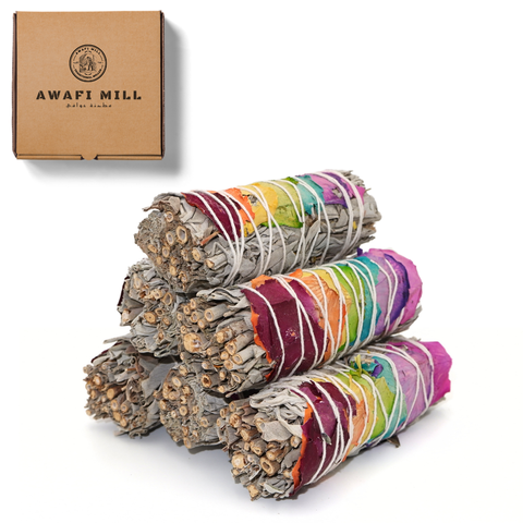 White Sage with Chakra Rose Petals Smudge Stick