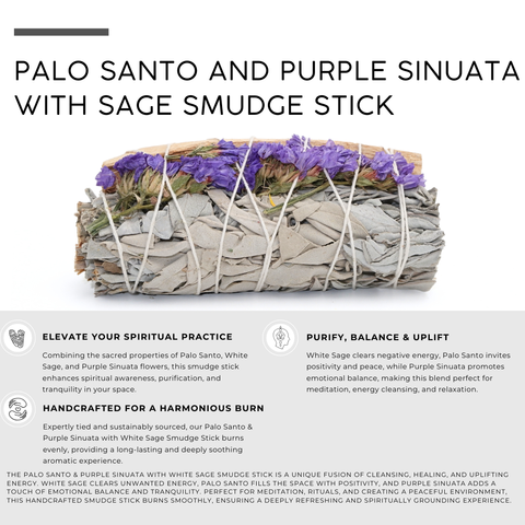 Palo Santo and Purple Sinuata with White Sage Smudge Stick