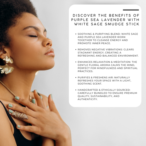 Purple Sea Lavender with White Sage Floral Smudge Stick