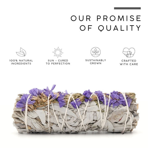 White Sage with Purple Sinuata Flowers Smudge Stick