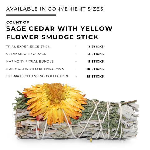 White Sage with Yellow Strawflower Smudge Stick