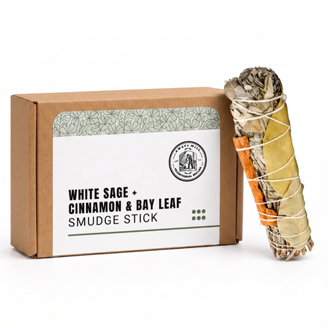 White Sage with Cinnamon and Bay Leaves Smudge Stick