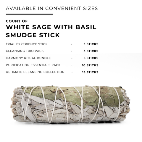 White Sage with Basil Smudge Stick | Botanical Herb Bundle
