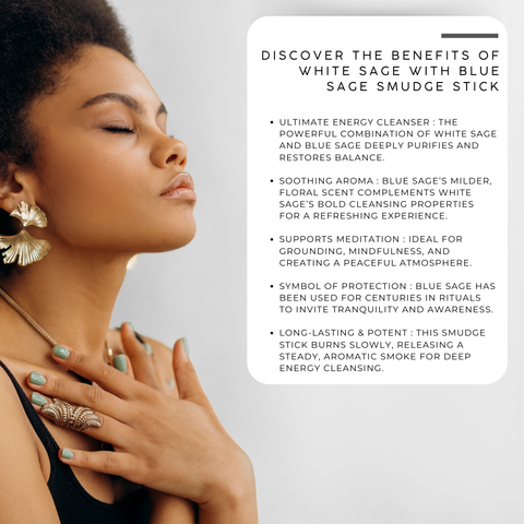 White Sage with Blue Sage Smudge Stick