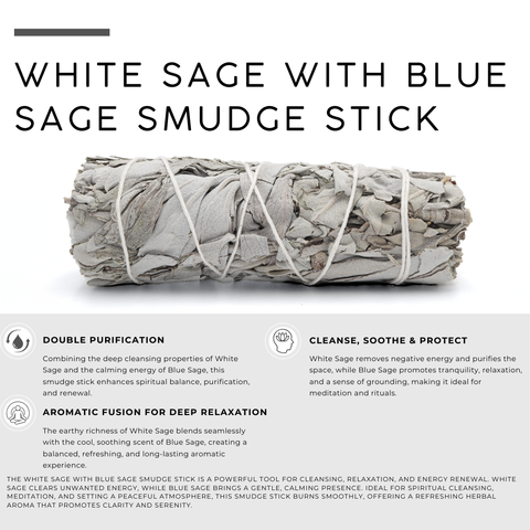 White Sage with Blue Sage Smudge Stick
