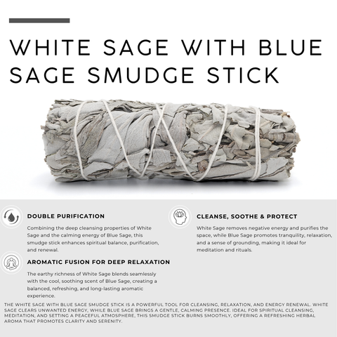 White Sage with Blue Sage Smudge Stick | Dual Sage Bundle