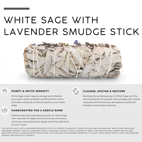 White Sage with Lavender Smudge Stick