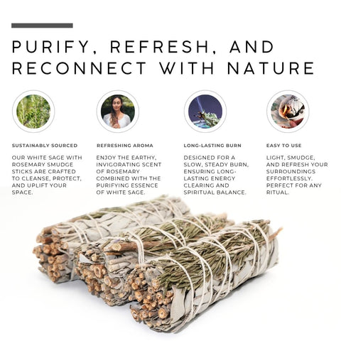 White Sage with Rosemary Smudge Stick | Botanical Bundle
