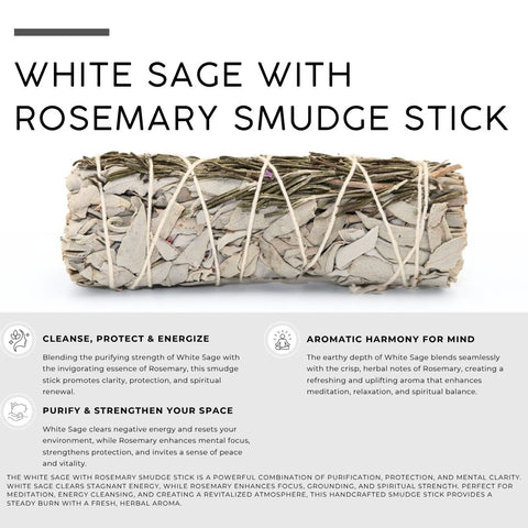 White Sage with Rosemary Smudge Stick | Botanical Bundle