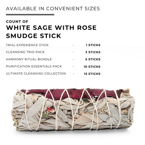 White Sage with Rose Petals Smudge Stick | Botanical Bundle