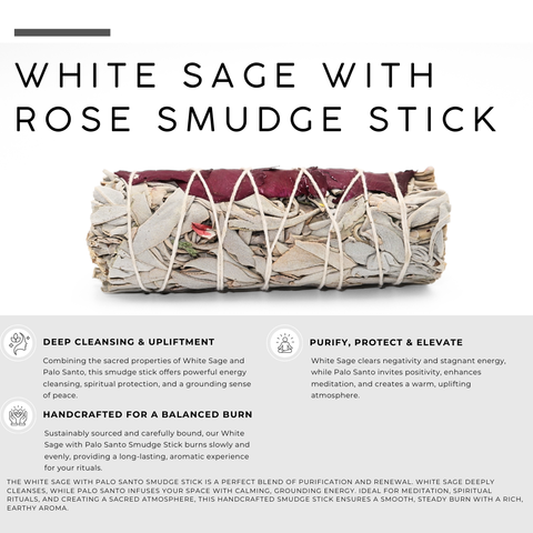 White Sage with Rose Smudge Stick