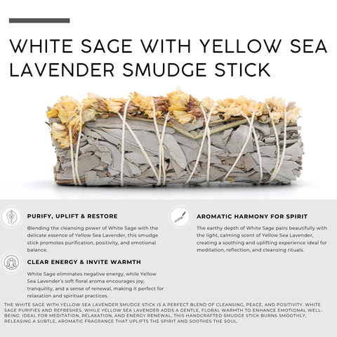 White Sage with Yellow Sinuata Flowers Smudge Stick