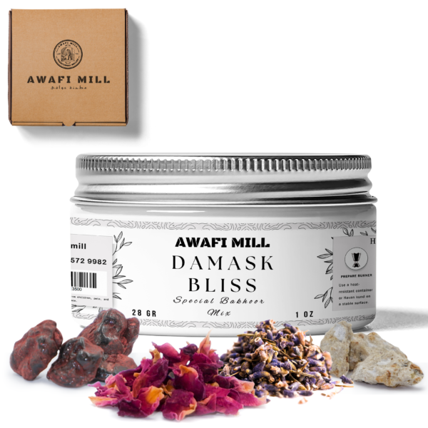 Damask Bliss Bakhoor Mix - White Jawi, Sage Essential Oil, Lavender, Dragon's Blood Resin, Rose Petals