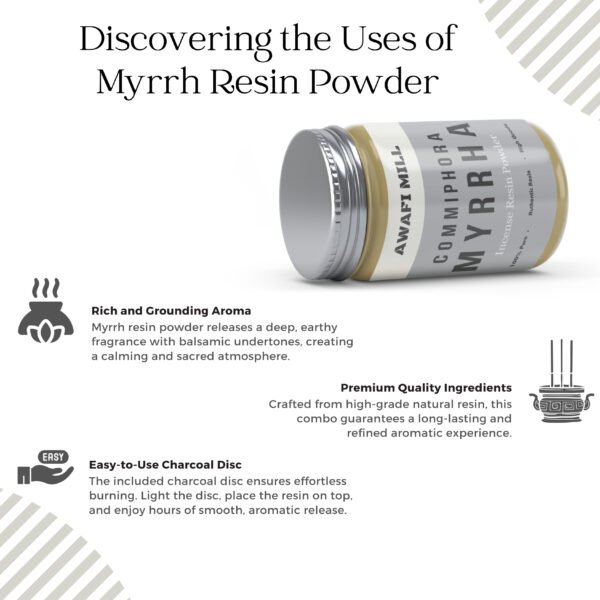 Myrrh Resin Powder with Triangle Charcoal Tablet - Image 2