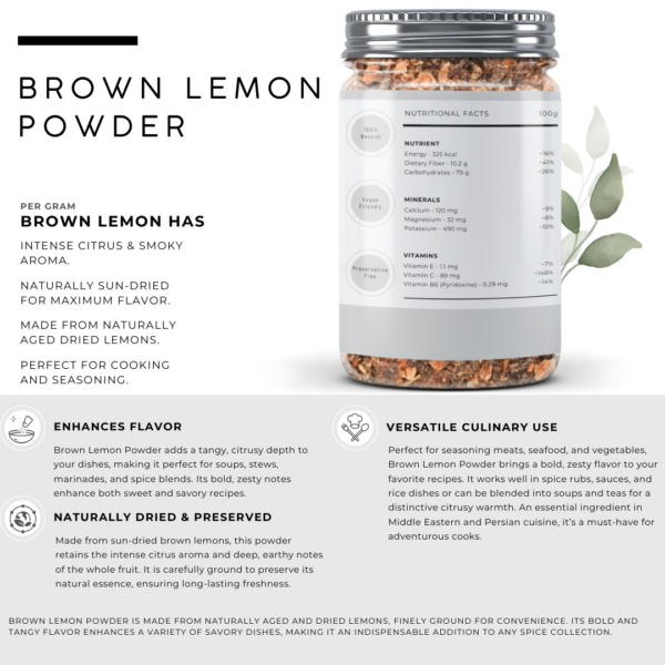 BROWN LEMON POWDER | Dried Lemon Peel Powder - Image 2