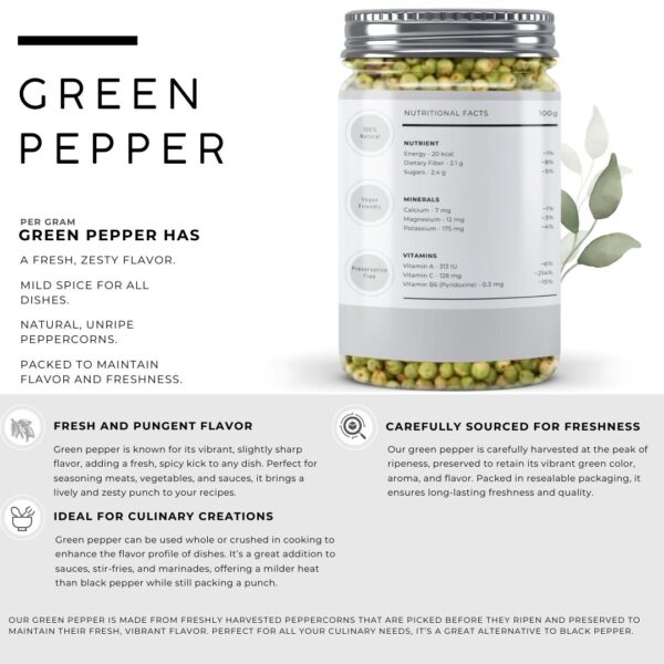 Green pepper|  Premium Whole Green Peppercorns - Image 4