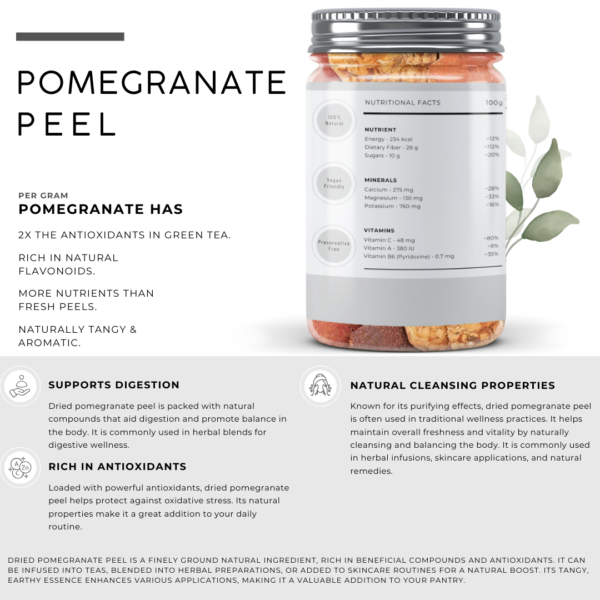 Dried Pomegranate Peel | Natural Sun-Dried Pomegranate Rind - Image 2
