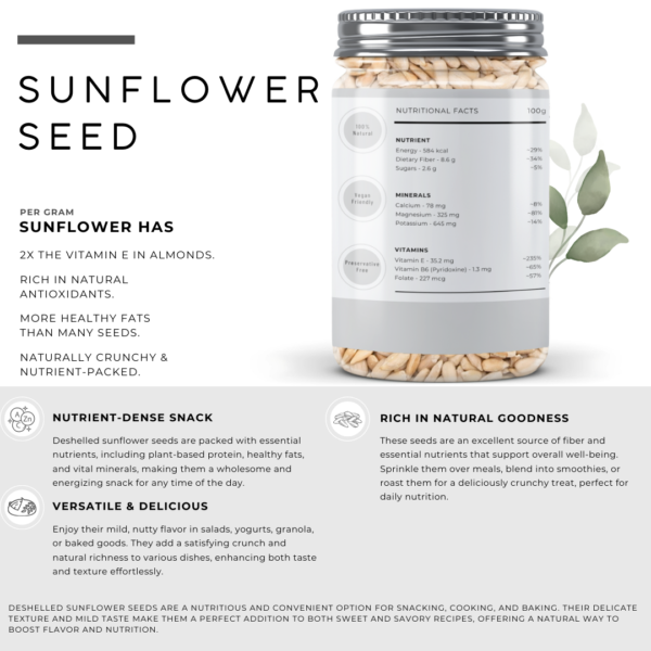 De-Shelled Sunflower Seeds | Hulled Sunflower Kernels - Image 2