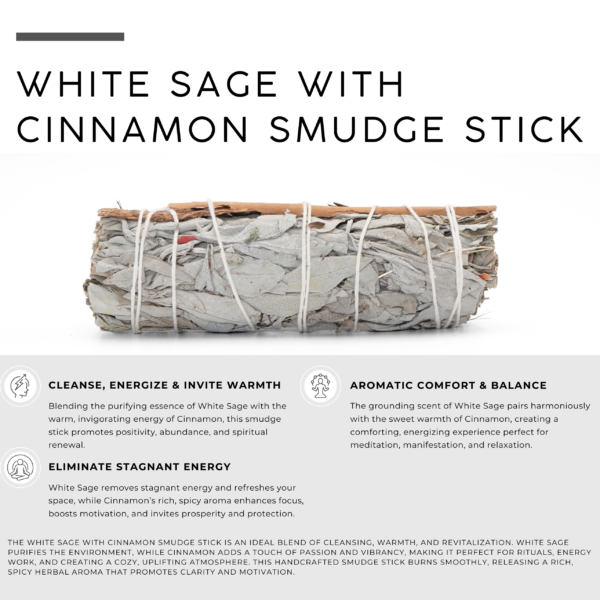 White Sage with Cinnamon Smudge Stick - Image 2