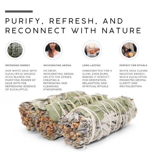 White Sage with Eucalyptus Smudge Stick - Image 5