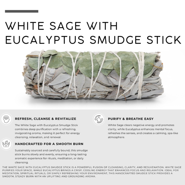 White Sage with Eucalyptus Smudge Stick - Image 2