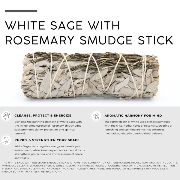 White Sage with Rosemary Smudge Stick - Image 2