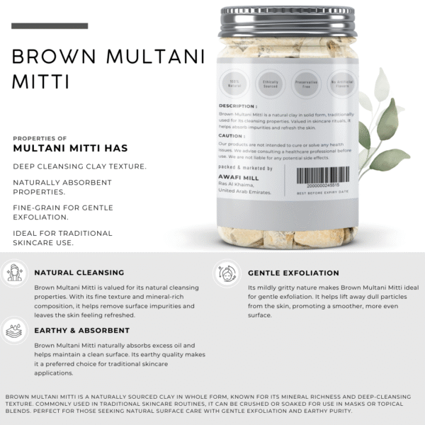 Brown Multani Mitti | Natural Indian Fuller’s Earth Clay Stones | - Image 2